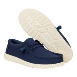 Wally Canvas - Navy -Austins Shoes Store 40375 410 WALLYCANVAS NAVY PAIR BOTTOM conversion1