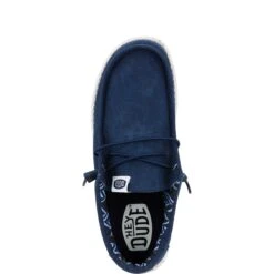 Wally Stretch Canvas - Navy 11 Wally Stretch Canvas - Navy -Austins Shoes Store 40700 410 WALLY CANVAS NAVY LEFT TOP
