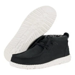 Wally Mid Canvas - Black/White -Austins Shoes Store 40701 066 WALLY MID CANVAS BLACK WHITE PAIR BOTTOM 1