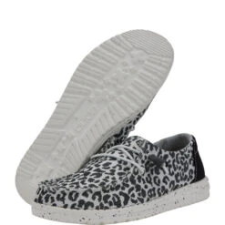 Wendy Leopard - Black/Grey 8 Wendy Leopard - Black/Grey -Austins Shoes Store 40735 097 WENDY LEO JACQUARD BLACK GREY LEFT PAIR BOTTOM conversion1