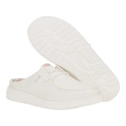 Wendy Slip Classic - White -Austins Shoes Store 41269 100 WENDYSLIPCLASSIC WHITE PAIR BOTTOM 1