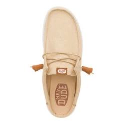 Wally Slip Stretch Canvas - Tan/White -Austins Shoes Store 41293 25W WALLYSLIPSTRETCHCANVAS TAN WHITE TOP conversion1