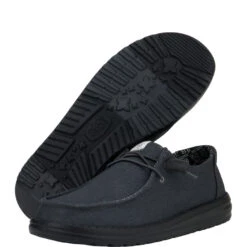 Wendy Stretch Canvas Wide - Black/Black -Austins Shoes Store 41804 060 WENDY CANVAS BLACK BLACK PAIR BOTTOM1 conversion1