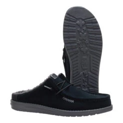 Wally Slip Warmth - Black/Smoke Grey -Austins Shoes Store 41869 0PM WALLYSLIPWARMTH BLACKSMOKEGREY PAIR BOTTOM conversion1