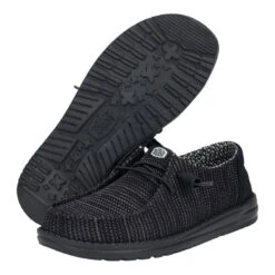 Wendy Stretch Sox Wide - Black/Black -Austins Shoes Store 41878 060 WENDY STRETCH MESH BLACK BLACK PAIR BOTTOM 1