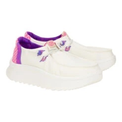 Wendy Peak Chambray Woven - White/Pink -Austins Shoes Store 41946 102 WENDYPEAKCHAMBRAYWOVEN WHITEPINK PAIR conversion1