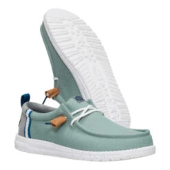 Wally Craft Linen - Iceberg Green/Moon Grey -Austins Shoes Store 43086 3AL WALLYCRAFTLINEN ICEBERGGREENMOONGREY PAIR BOTTOM conversion1