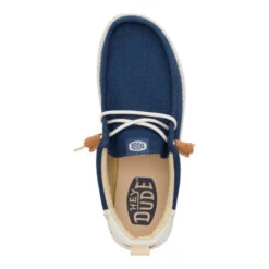 Wally Craft Linen - White/Sargasso Blue -Austins Shoes Store 43086 4UA WALLYSUMMERLINEN SARGASSOBLUE WHITE TOP conversion1