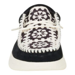 Wendy Comf Suede Crochet - Black/Multi -Austins Shoes Store 43108 0C4 WENDYCOMFSUEDECROCHET BLACK MULTI FRONT conversion1