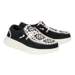Wendy Comf Suede Crochet - Black/Multi -Austins Shoes Store 43108 0C4 WENDYCOMFSUEDECROCHET BLACK MULTI PAIR conversion1