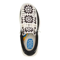 Wendy Comf Suede Crochet - Black/Multi -Austins Shoes Store 43108 0C4 WENDYCOMFSUEDECROCHET BLACK MULTI TOP conversion1