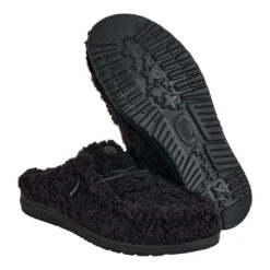 Wally Slipper - Cozy Black/Black -Austins Shoes Store 44171 060 WALLY SLIPPER BLACK BLACK RIGHT PAIR BOTTOM