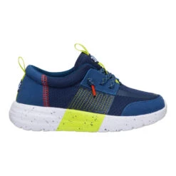 Sirocco Play Youth Sport Stripe - Navy/Lime -Austins Shoes Store 44201 479 SIROCCOPLAYYSPORTSTRIPE NAVYLIME RIGHT LATERAL conversion1