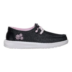 Wendy Youth Shimmer Flower - Charcoal -Austins Shoes Store 44206 025 WENDYYSHIMMERFLOWER CHARCOAL RIGHT LATERAL conversion1