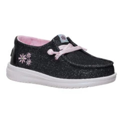 Wendy Toddler Shimmer Flower - Charcoal -Austins Shoes Store 44207 025 WENDYTSHIMMERFLOWER CHARCOAL RIGHT SIDE conversion1