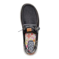 Wendy Funk Embroidered Floral - Black -Austins Shoes Store 44237 001 WENDYFUNKEMBROIDEREDFLORAL BLACK TOP conversion1