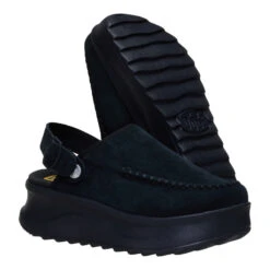 Delray Clog Suede - Black -Austins Shoes Store 44259 001 DELRAYCLOGSUEDE BLACK PAIR BOTTOM conversion1