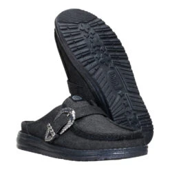 Wendy Slip Buckle Denim - Black/Black -Austins Shoes Store 44264 060 WENDYSLIPBUCKLEDENIM BLACKBLACK PAIR BOTTOM conversion1