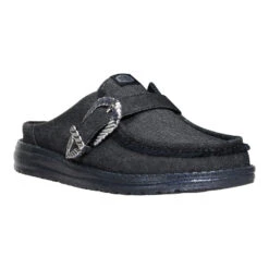 Wendy Slip Buckle Denim - Black/Black -Austins Shoes Store 44264 060 WENDYSLIPBUCKLEDENIM BLACKBLACK RIGHT SIDE conversion1