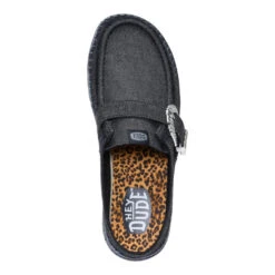 Wendy Slip Buckle Denim - Black/Black -Austins Shoes Store 44264 060 WENDYSLIPBUCKLEDENIM BLACKBLACK TOP conversion1