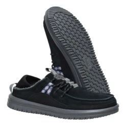 Bradley Blipper Suede - Black/Smoke Grey -Austins Shoes Store 44304 0PM BRADLEYBLIPPERSUEDE BLACKSMOKEGREY PAIR BOTTOM conversion1