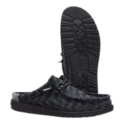 Wally Slip Jersey Jacquard - Black/Monument Grey -Austins Shoes Store 44319 0NU WALLYSLIPJERSEYJACQUARD BLACKMONUMENT PAIR BOTTOM conversion1