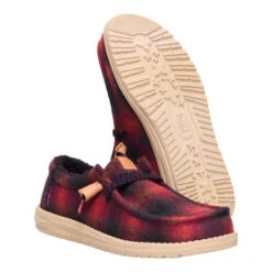 Wally Cozy Plaid - Red Plaid/Black -Austins Shoes Store 44341 6RQ WALLYCOZYPLAID REDPLAIDBLACK PAIR BOTTOM conversion1
