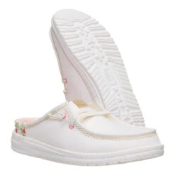 Wendy Slip Embroidered Floral - Off White -Austins Shoes Store 44629 1LB WENDYSLIPEMBROIDEREDFLORAL OFFWHITE PAIR BOTTOM conversion1