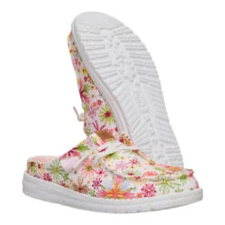 Wendy Slip Embroidered Floral - White/Multi -Austins Shoes Store 44629 94S WENDYSLIPEMBROIDEREDFLORAL WHITEMULTI PAIR BOTTOM conversion1