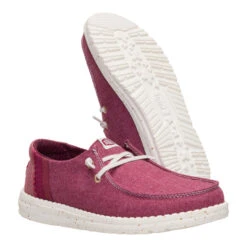 Wendy Break Brushed Linen - Burgundy -Austins Shoes Store 44709 605 WENDYBREAKBRUSHEDLINEN BURGUNDY PAIR BOTTOM conversion1