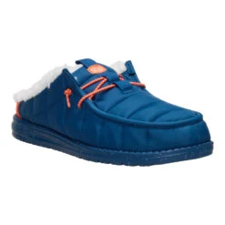 Wally Slip Camp - Navy/Orange -Austins Shoes Store 45015 487 WALLYSLIPCAMP NAVYORANGE 3QTR conversion1