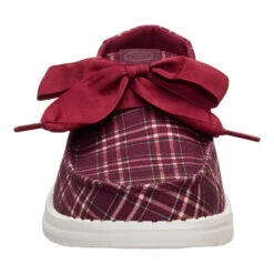 Wendy Holiday Bow - Red Plaid/Burgundy -Austins Shoes Store 45369 6RS WENDYHOLIDAYBOW REDPLAIDBURGUNDY FRONT conversion1