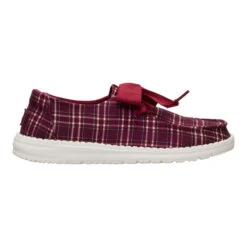 Wendy Holiday Bow - Red Plaid/Burgundy -Austins Shoes Store 45369 6RS WENDYHOLIDAYBOW REDPLAIDBURGUNDY RIGHT SIDE conversion1