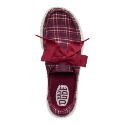 Wendy Holiday Bow - Red Plaid/Burgundy -Austins Shoes Store 45369 6RS WENDYHOLIDAYBOW REDPLAIDBURGUNDY TOP conversion1